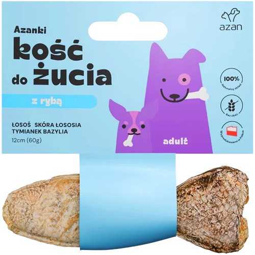 Basil AZANKI lašišos kaulas lašišos odoje su čiobreliais ir baziliku žuvies formos - skanėstas šunims - 12 cm