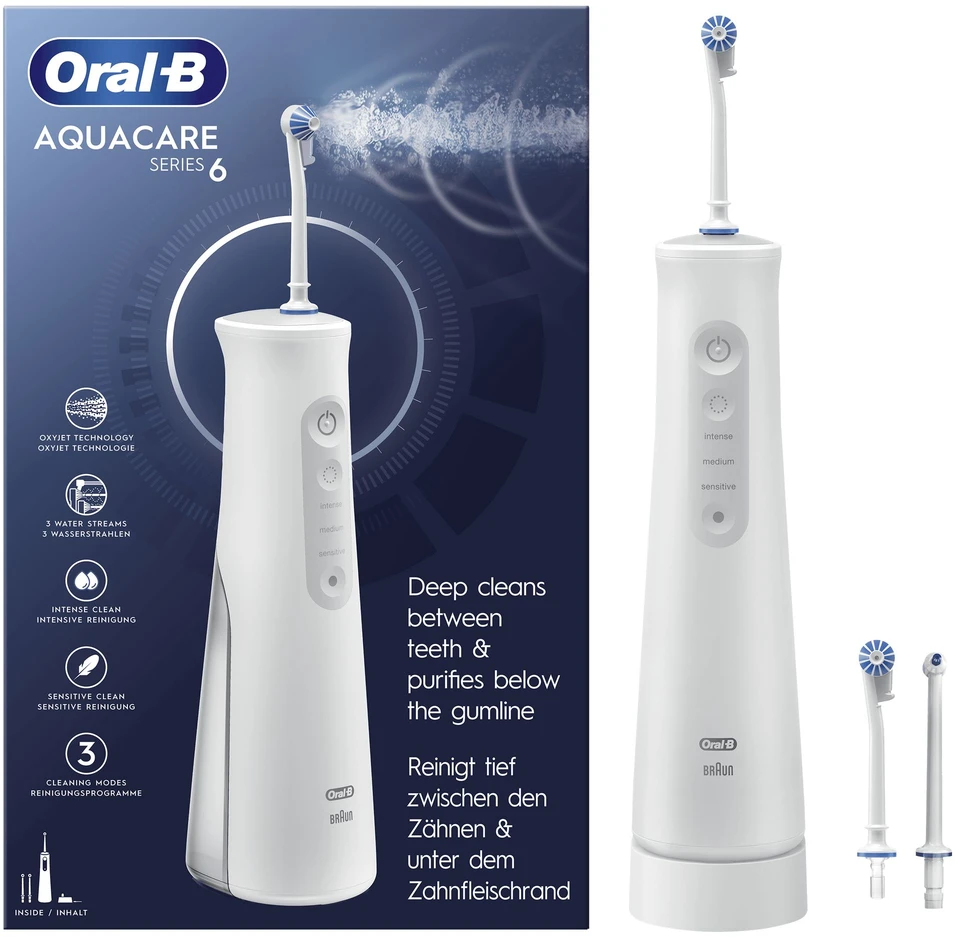 Burnos irigatorius - Oral-B AquaCare 6 Pro-Expert Baltas