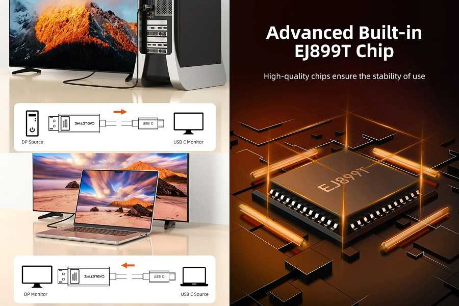 Cabletime Kabelis USB Type-C - DisplayPort, 8K, 2m
