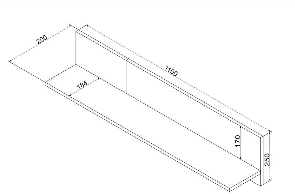 Cama Meble Pakabinama Lentyna - Cama Merci 110x20x25, Juoda/Ąžuolinė