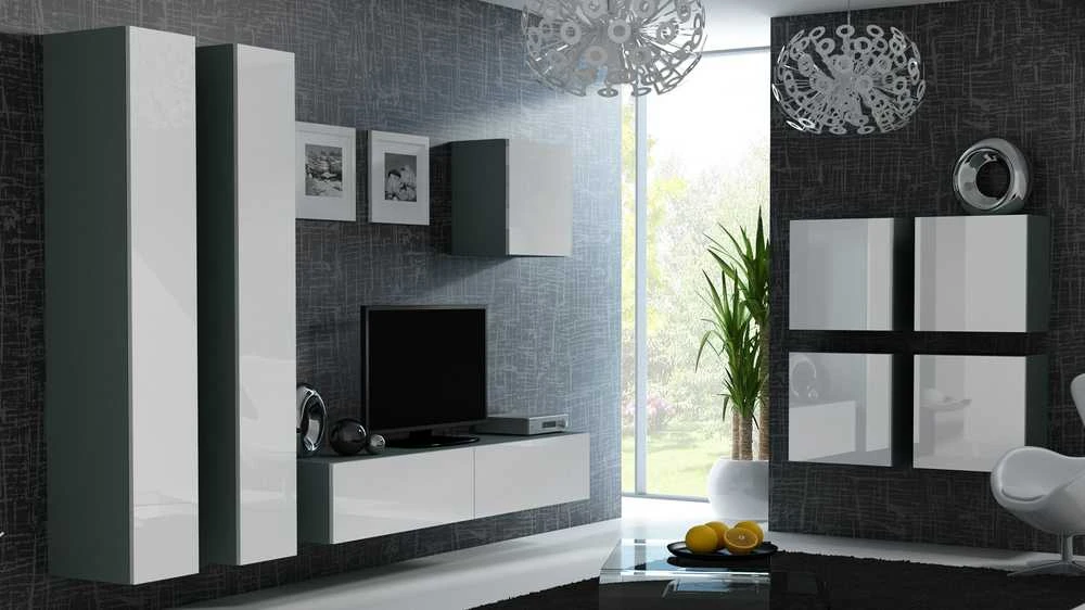 Cama sieninė spintelė VIGO '180' 180/40/30 (spalva: pilka/blizgi balta)