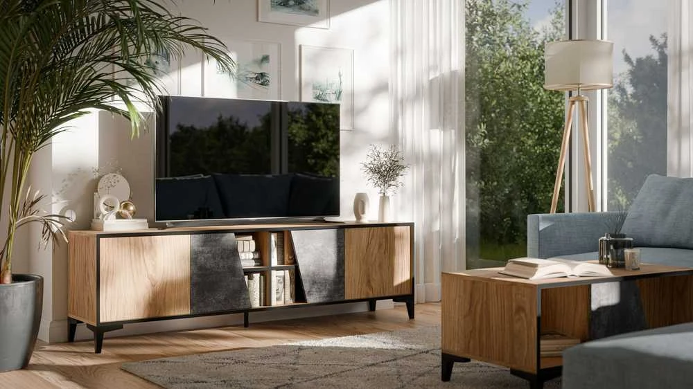 Laikiklis Halmar Cama Meble Spintelė - Cama OVO 4D 180x38 ąžuolas/betonas