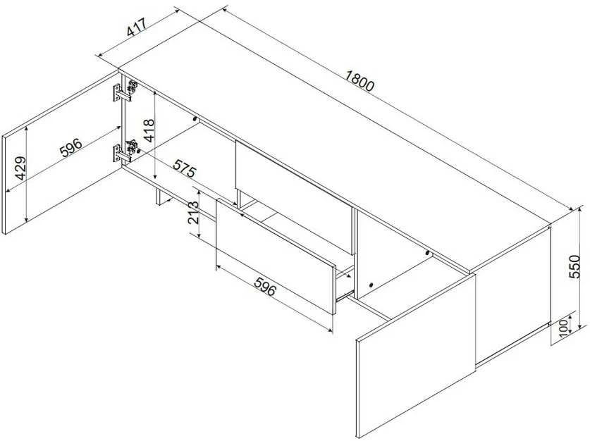 Laikiklis Cama Meble Spintelė - Cama RTV 2D2S ALMA 180x41,5xH55