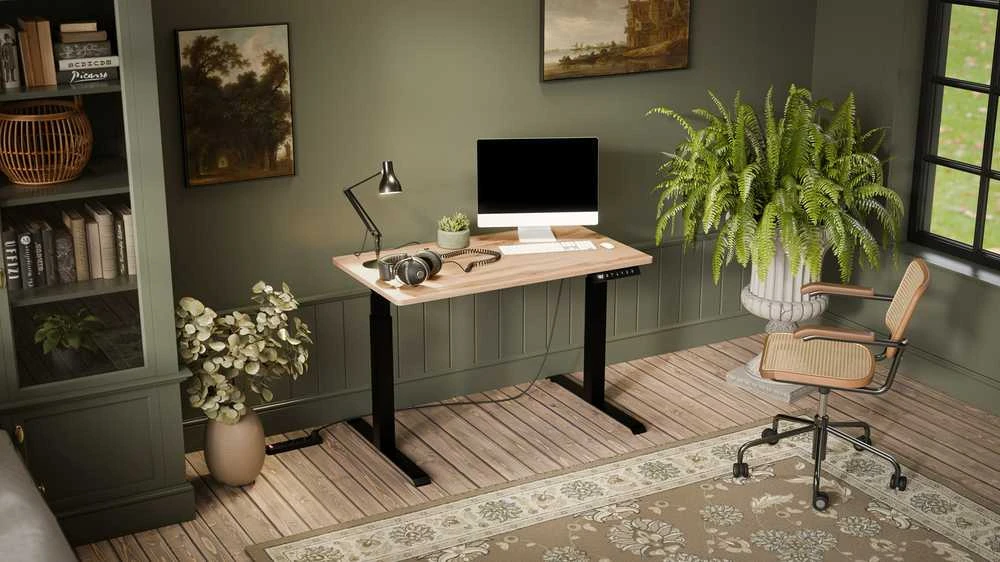 Cama Meble Stovimas Rašomasis Stalas - Moon 121x67x72-120 Juodas/Rudas