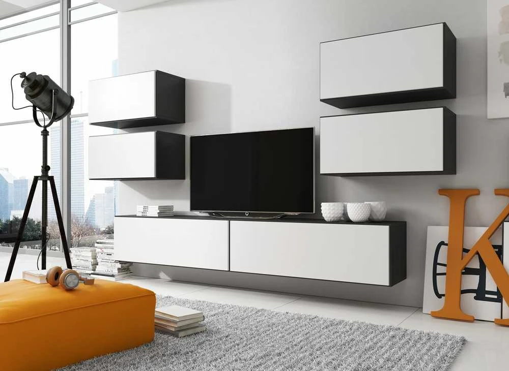 Cama Meble Svetainės Baldų Komplektas - Cama ROCO 2 Juodas/Baltas
