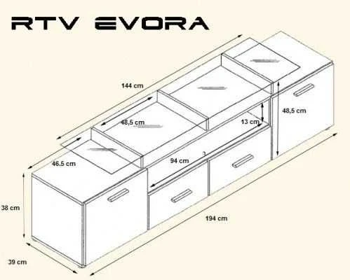 TV staliukas Cama Meble Televizoriaus stovas - Cama Evora 200 Blizgus Wenge/Pilkas