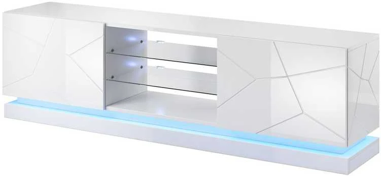 TV staliukas Cama Meble Televizoriaus Stovas - Cama Qiu 200 MDF Baltas Blizgus