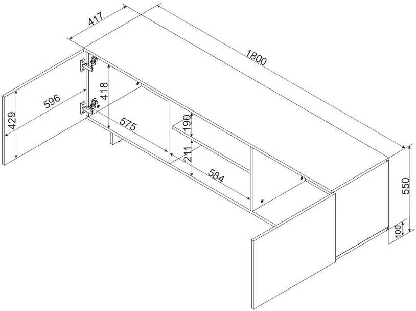 Laikiklis Cama Meble Televizorius - Cama Alma 180x41.5xH55 Kašmyras