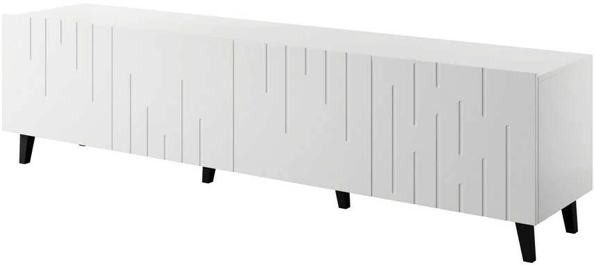 Laikiklis Cama Meble TV Spintelė - BARI 200x42x52 Moderni Balta Matinė 4 Durys