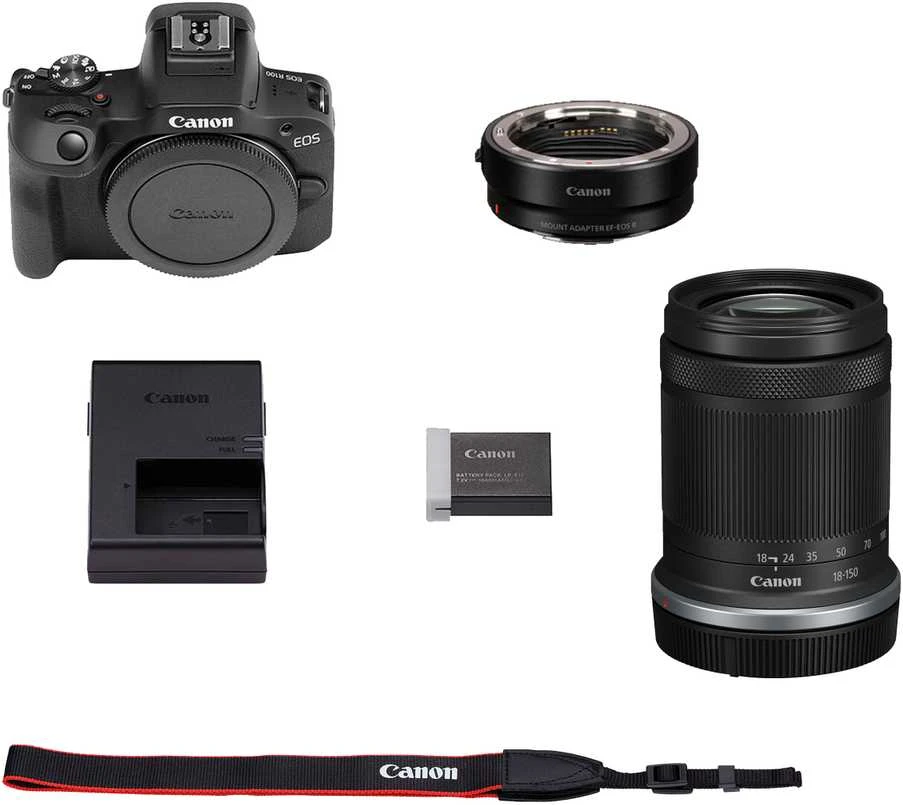 Canon EOS R100 + RF-S 18-150mm F3.5-6.3 IS STM + Mount Adapteris EF-EOS R