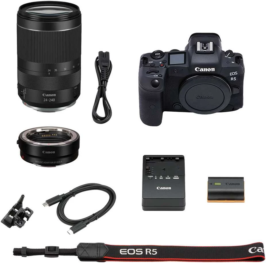 Canon EOS R5 + RF 24-240mm f/4-6.3 IS USM + Mount Adapteris EF-EOS R