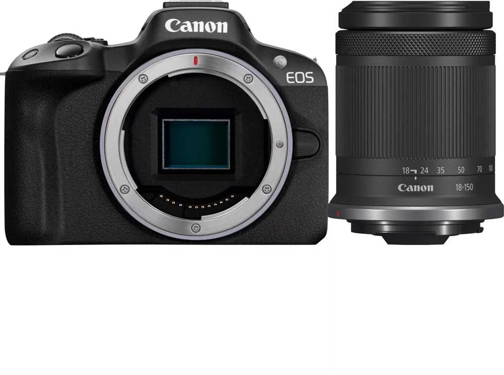 „Canon“ | „EOS R50“ – skaitmeninis fotoaparatas su RF-S 18–150 mm F3.5–6.3 IS STM objektyvu | 24,2 megapikselių | ISO jautrumas (maks.) ISO 51200 | „Wi-Fi“ | Automatinis, rankinis | CMOS | Juodas