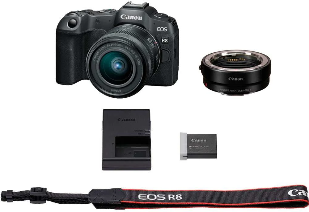 Canon EOS R8 + RF 24-50mm IS STM + Mount Adapteris EF-EOS R