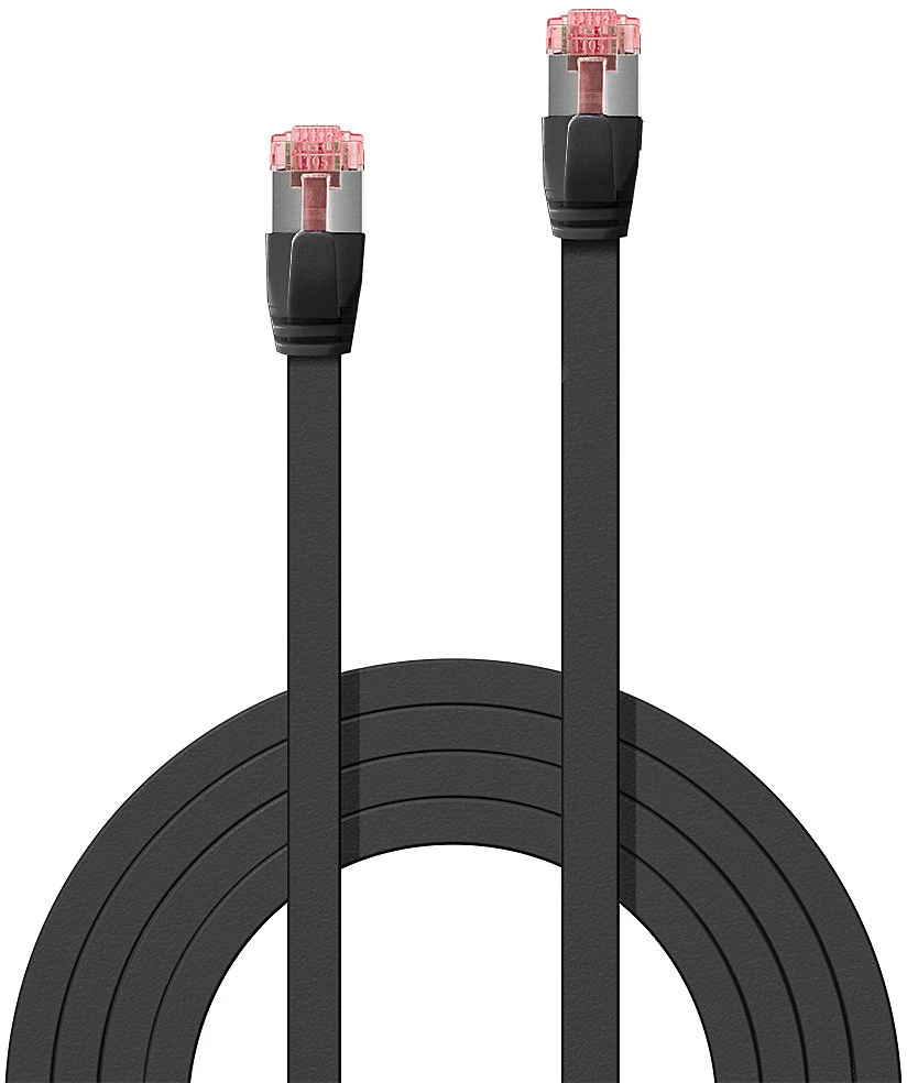 Cat.6 Tinklo Kabelis - Lindy 3m U/FTP Plokščias, 250MHz, Varis, RJ45, Juodas
