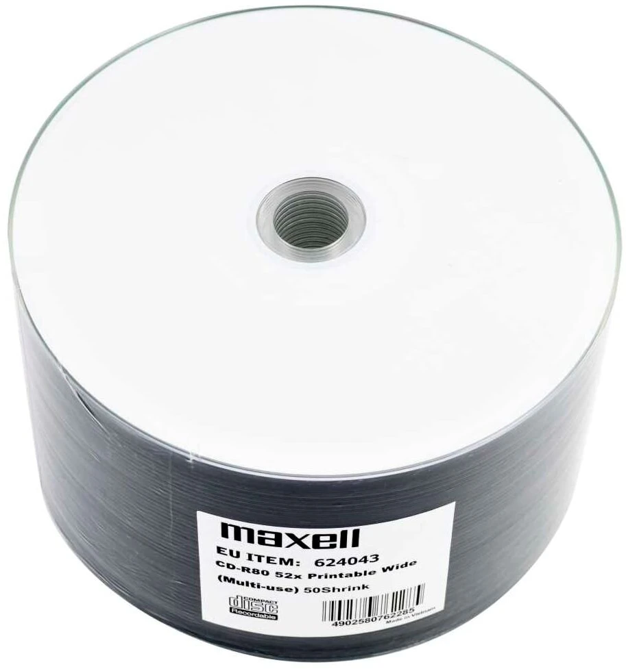 CD-R Diskas - Maxell Spausdinamas 700MB 52X SP*50 - Balta