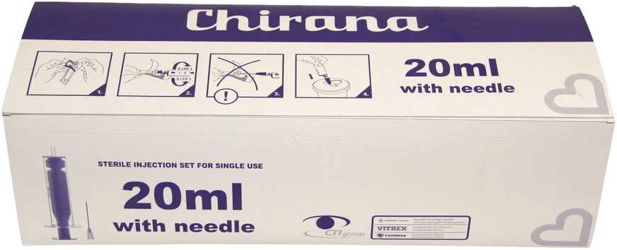 Chirana T Injecta CHIRANA® 2-part disposable syringes with needles (20 ml with needle 0,80 x 40 mm (21 G x 1 1/2”) ) - 80pcs/1box