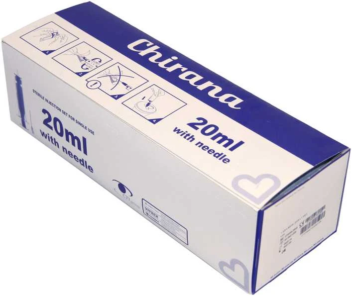 Chirana T Injecta CHIRANA® 2-part disposable syringes with needles (20 ml with needle 0,80 x 40 mm (21 G x 1 1/2”) ) - 80pcs/1box