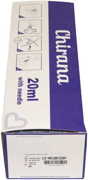 Chirana T Injecta CHIRANA® 2-part disposable syringes with needles (20 ml with needle 0,80 x 40 mm (21 G x 1 1/2”) ) - 80pcs/1box