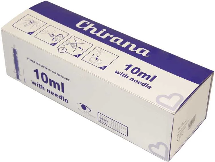 Chirana T Injecta CHIRANA® 2-part disposable syringes with needles (10 ml with needle 0,80 x 40 mm (21 G x 1 1/2”)) - 100pcs/1box