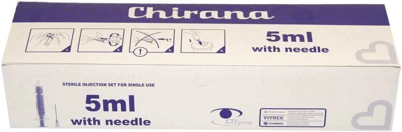 Chirana T Injecta CHIRANA® 2-part disposable syringes with needles (5 ml with needle 0,70 x 35 mm (22 G x 1 2/5’’)) - 100pcs/1box