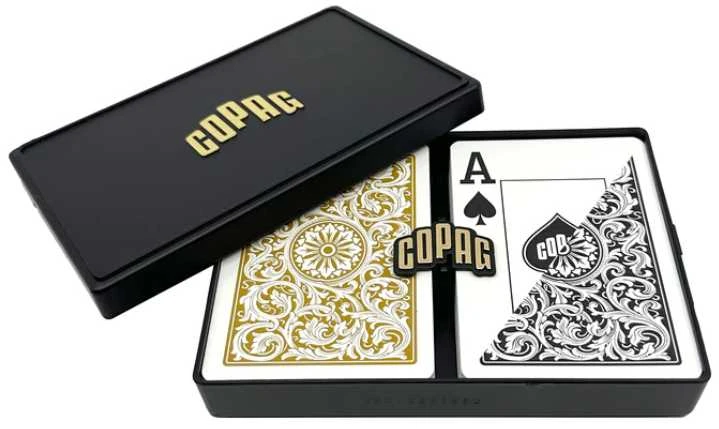 Copag 1546 Elite Poker Size - Jumbo Index Žaidimų Kortos Dviguba Kaladė (Auksinės Ir Juodos)