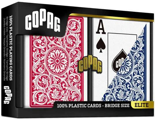 Copag Elite Bridge Jumbo Index Žaidimo Kortos Dviguba Kaladė (raudonos Ir Mėlynos)