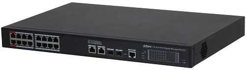 Dahua Technology Co Dahua PoE šakotuvas 1000Mbps 16portų PoE +2G uplink + 2SFP, Hi-PoE