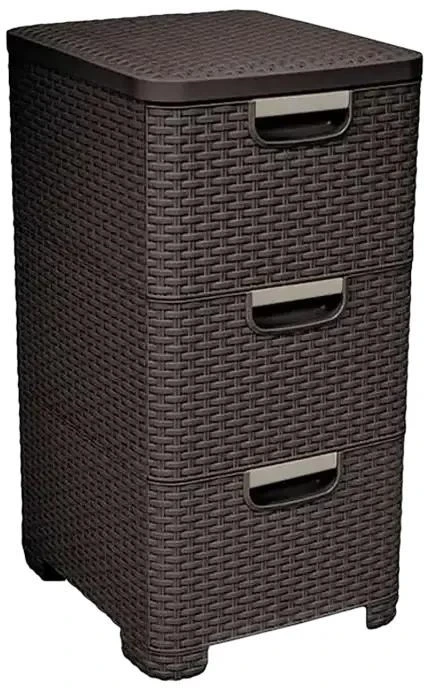 Keter CURVER LENTYNA SU 3 STALČIAIS 3x14L /TAMSIAI RUDA
