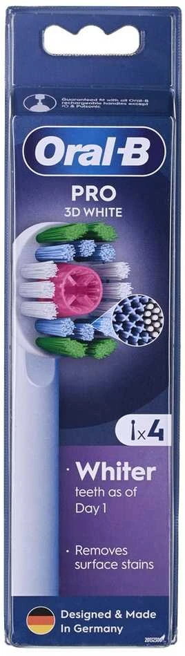 Braun Oral-B EB18-4 3D Baltas Pro Dantų Šepetėlio Galvutės, 4 Vnt.