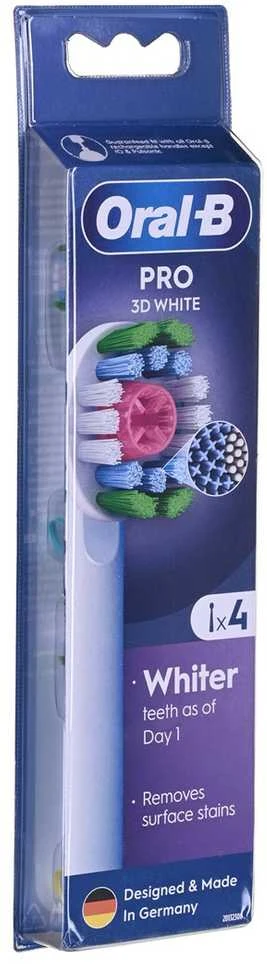 Braun Oral-B EB18-4 3D Baltas Pro Dantų Šepetėlio Galvutės, 4 Vnt.