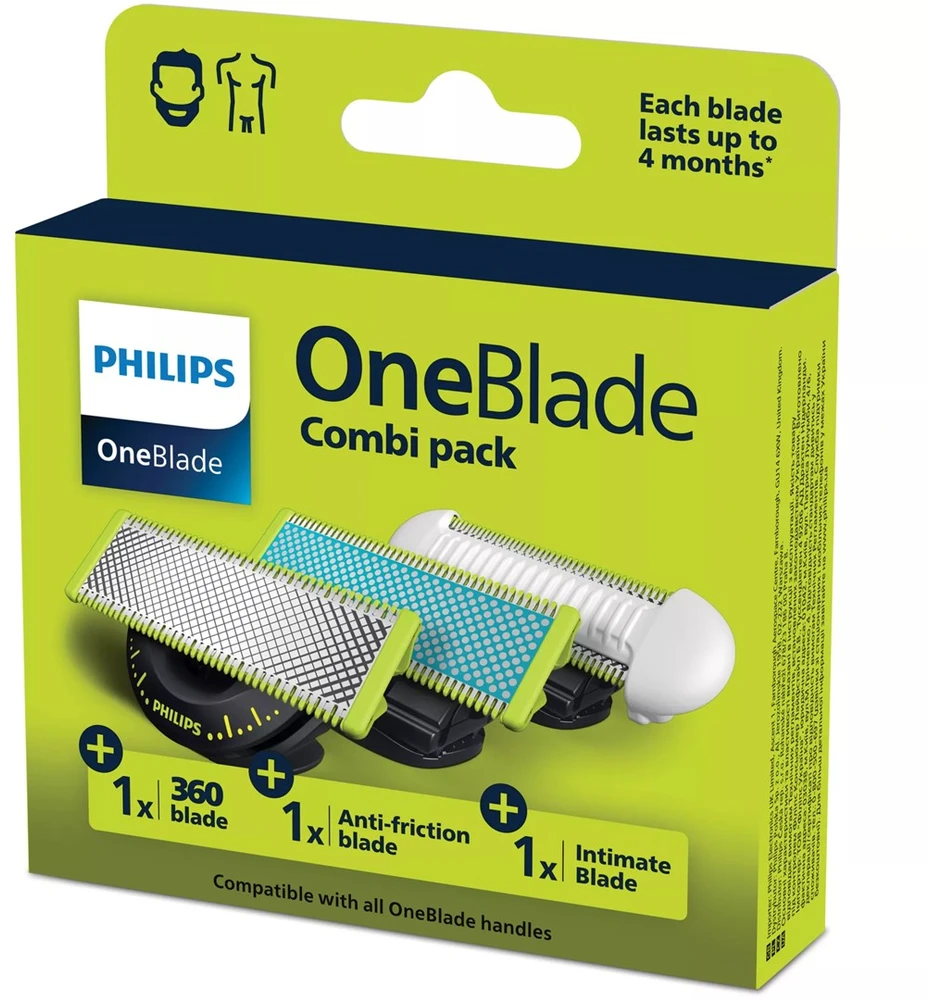 Dantų šepetėlis Elektrinio Skustuvo Galvutė - Philips Norelco OneBlade QP936/50 3 Vnt. Įvairiaspalvės