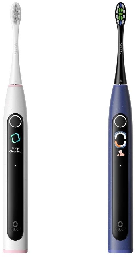 Elektrinis Šepetėlis - Oclean X Lite Duo Rinkinys, 5 Režimai, 40 Dienų Baterijos Veikimas, Tamsiai Mėlyna & Pilka