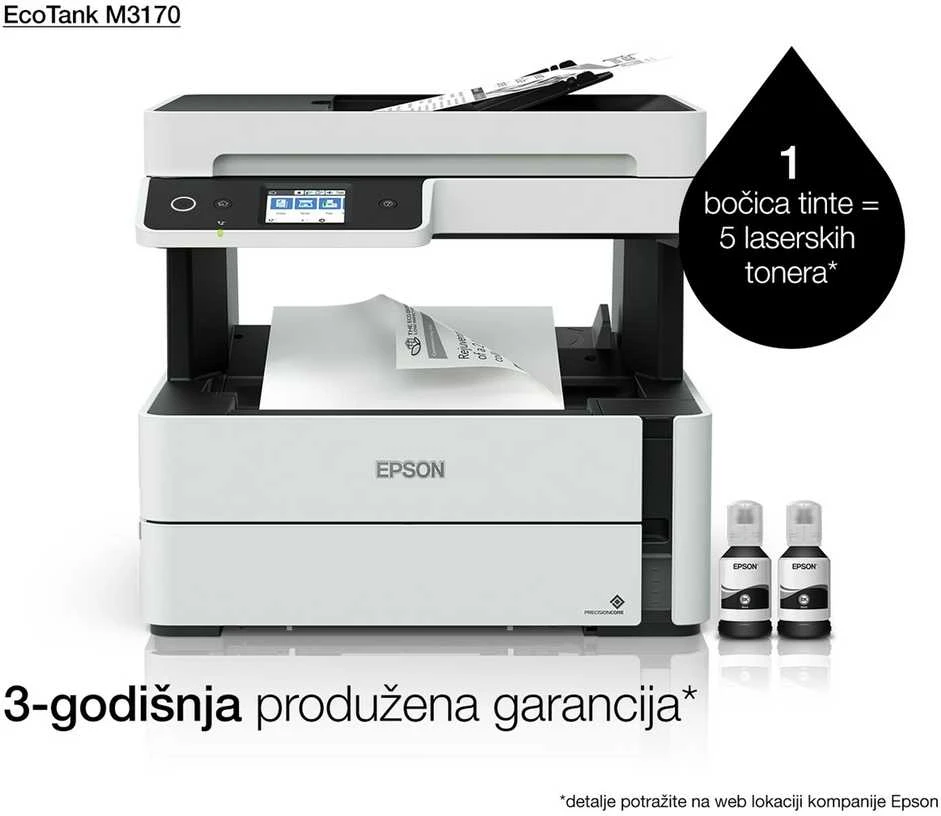 Spausdintuvas Epson | daugiafunkcis įrenginys | EcoTank M3170 | Inkjet | Mono | All-in-one | A4 | Wi-Fi | Pilkas