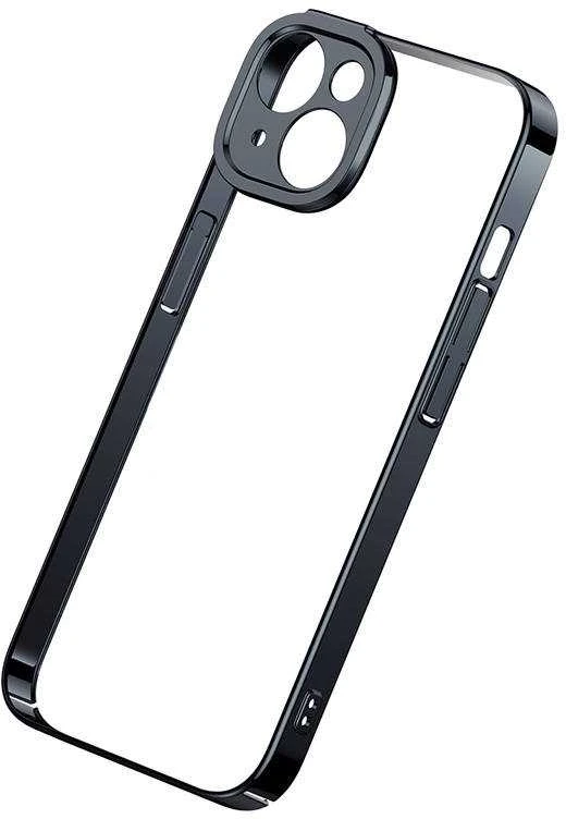 Baseus Glitter skaidrus dėklas ir grūdintas stiklas, skirtas iPhone 14 Plus (juodas)