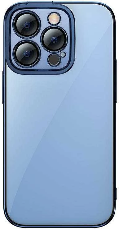 Baseus Glitter skaidrus dėklas ir grūdintas stiklas, skirtas iPhone 14 Pro (mėlynas)