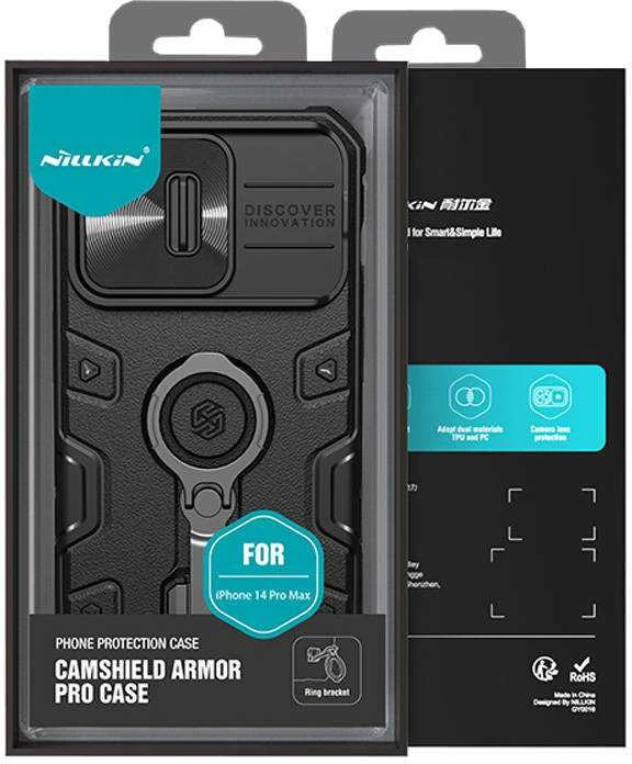 Nillkin CamShield Armor Pro dėklas, skirtas iPhone 14 Pro Max (juodas)