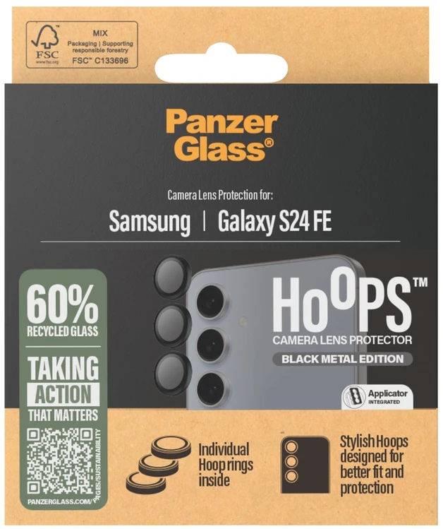 Panzer Glass SAFE by PanzerGlass Hoops kameros apsauga, skirta Samsung Galaxy S24 FE – juoda