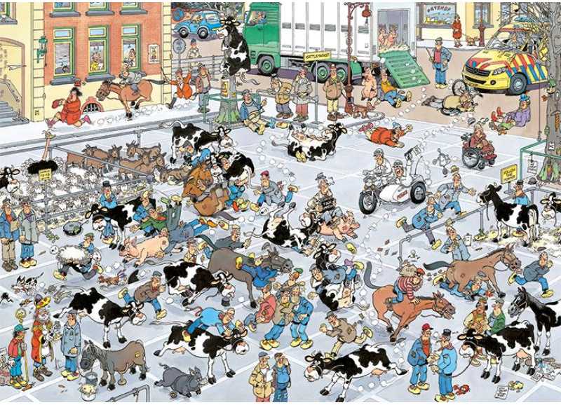 Jumbo Spiele Dėlionė - Jumbo Jan van Haasteren Der Vieh-Markt 1000 Detalių 370x275x70 mm