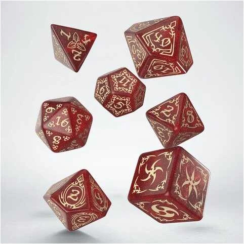 Tribal RPG kauliukų rinkinys – blizganti raudona & smėlio, Q-Workshop