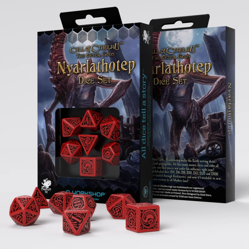 Q Workshop COC The Outer Gods Nyarlathotep kauliukų rinkinys raudonos ir juodos sp