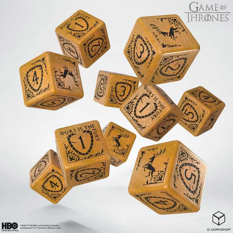 Sostų karai: Baratheon 10x D6 kauliukai – geltoni, licencijuoti, Q-Workshop