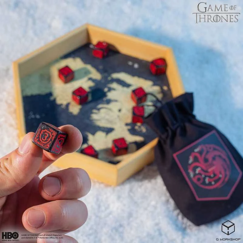 Q Workshop Sostų karai Targaryen D6 kauliukų rinkinys 10 vnt – Q‑Workshop