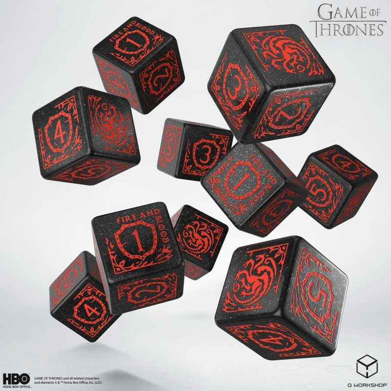 Q Workshop Sostų karai Targaryen D6 kauliukų rinkinys 10 vnt – Q‑Workshop