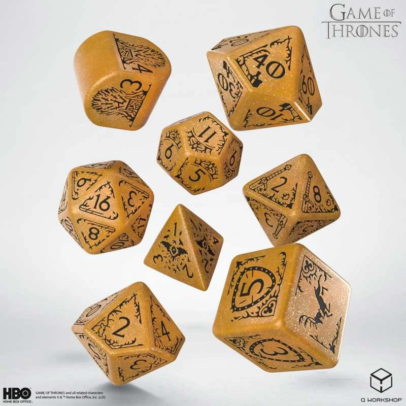 Sostų karai Baratheon kauliukų rinkinys – Q-Workshop, 8 vnt., RPG