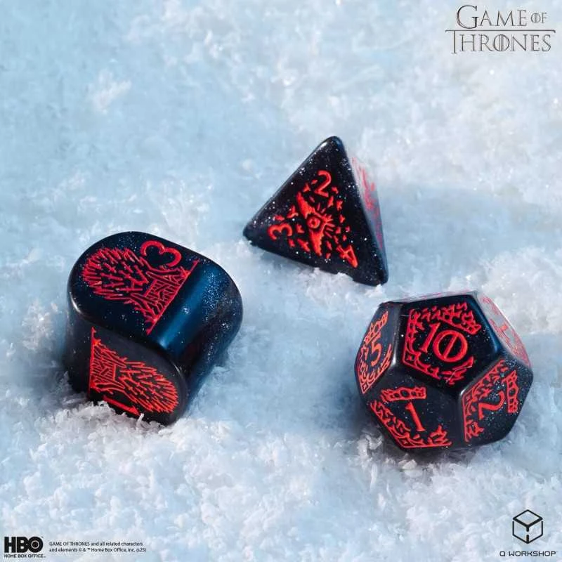 Dėlionė Game of Thrones Targaryen kauliukų rinkinys, juodi su raudona – Q-Workshop