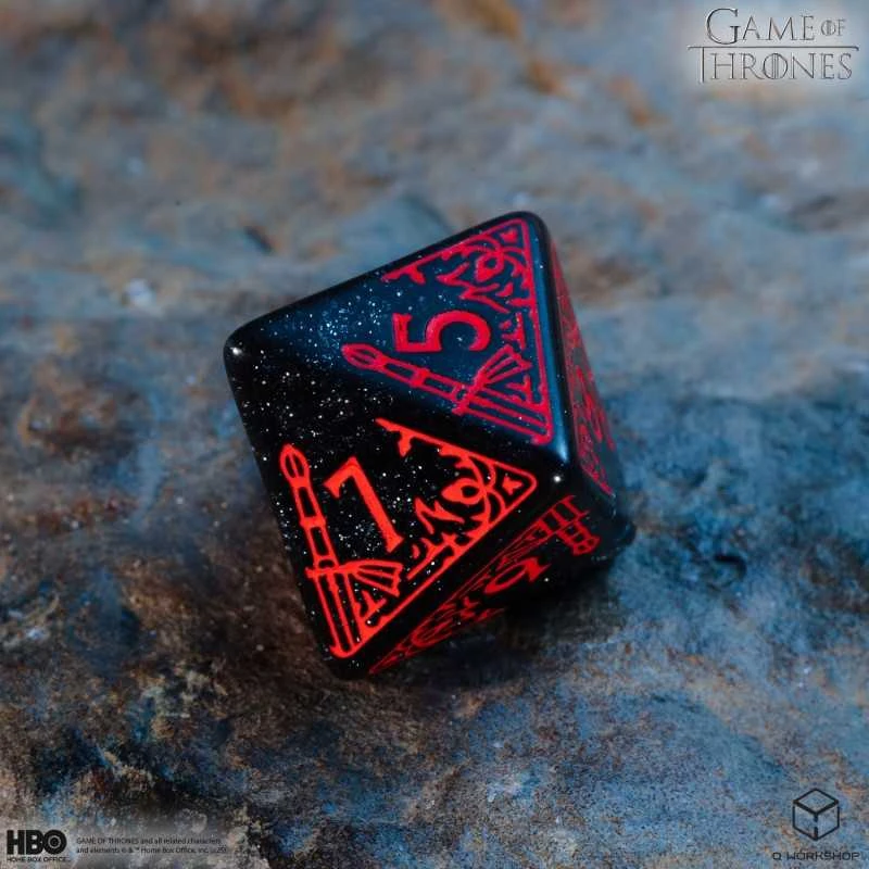 Dėlionė Game of Thrones Targaryen kauliukų rinkinys, juodi su raudona – Q-Workshop