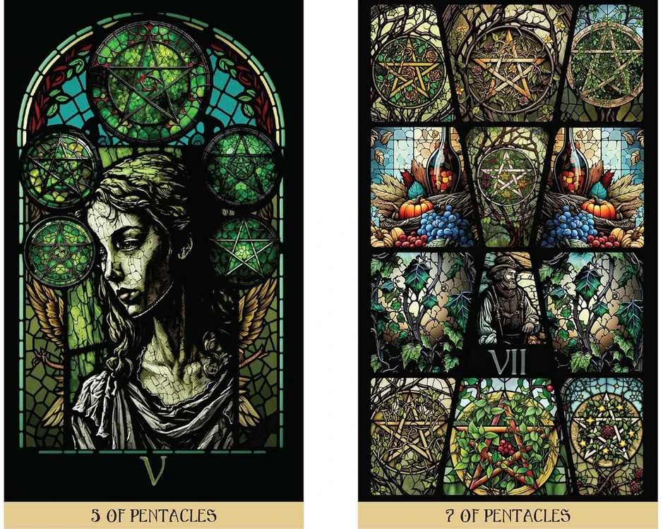 Destiny Books Taro kortų rinkinys - The Stained Glass 78 Taro Kortos su Gido Knyga, 16.4x28.8x4 cm