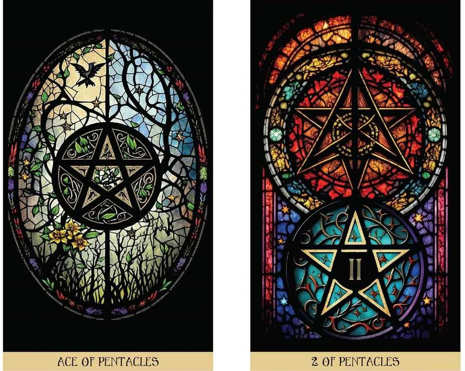 Destiny Books Taro kortų rinkinys - The Stained Glass 78 Taro Kortos su Gido Knyga, 16.4x28.8x4 cm