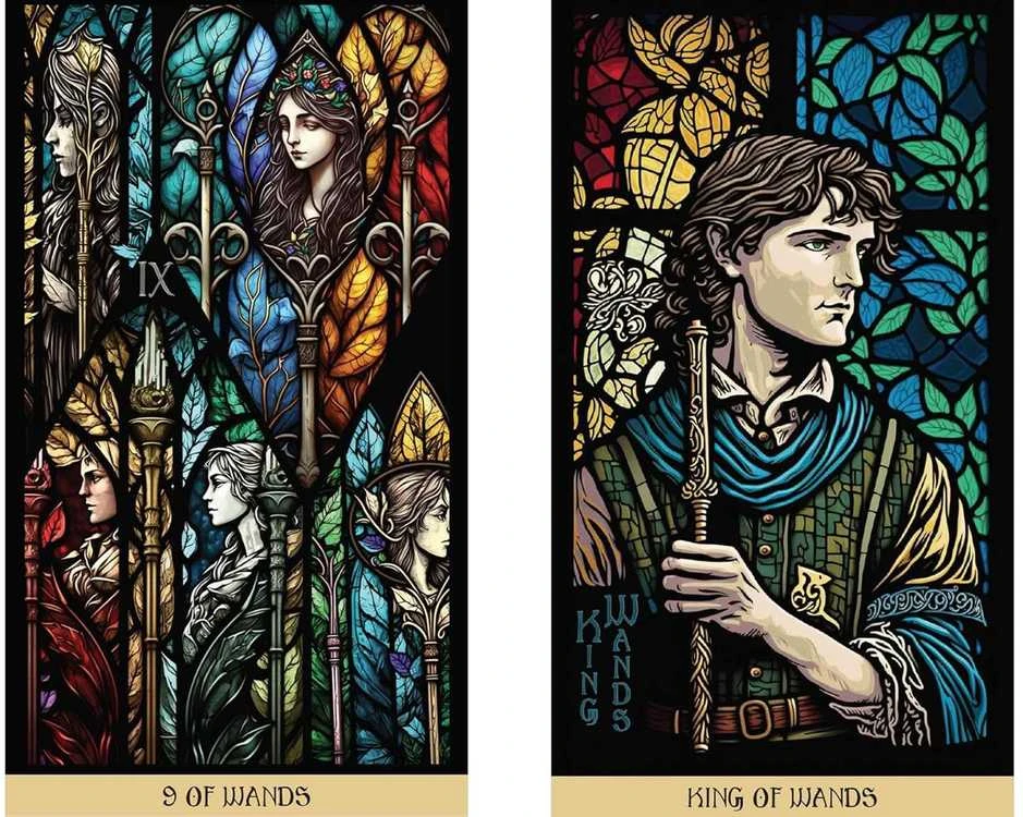 Destiny Books Taro kortų rinkinys - The Stained Glass 78 Taro Kortos su Gido Knyga, 16.4x28.8x4 cm