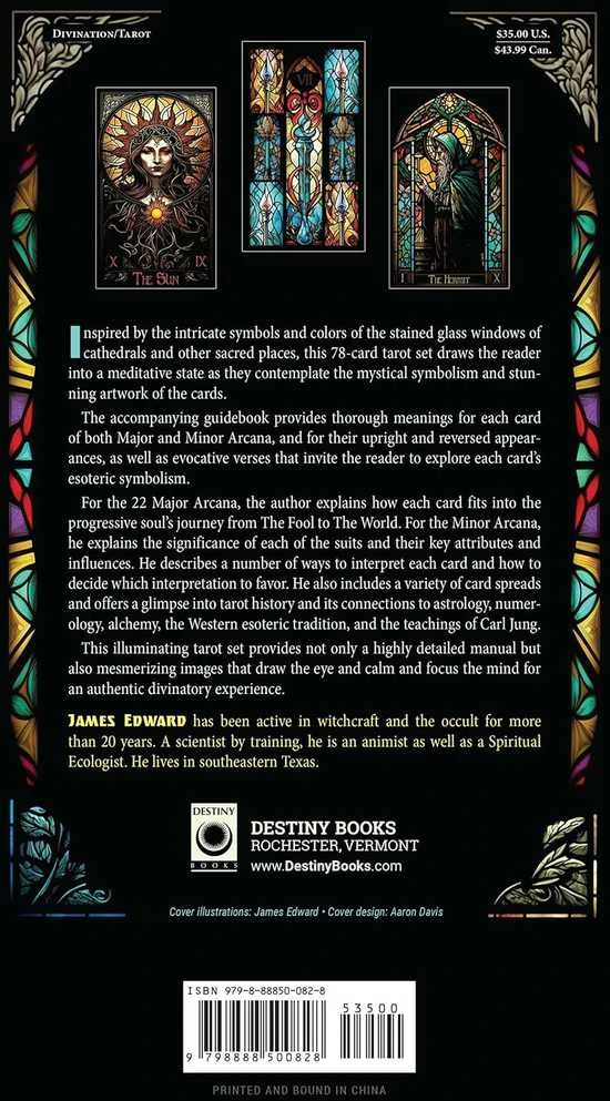 Destiny Books Taro kortų rinkinys - The Stained Glass 78 Taro Kortos su Gido Knyga, 16.4x28.8x4 cm